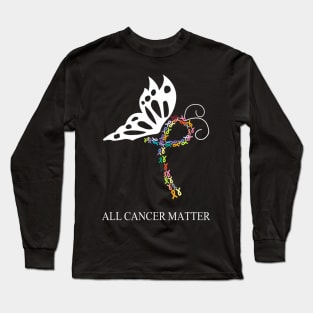 All Cancer Matters Awareness All Ribbons Butterfly Long Sleeve T-Shirt